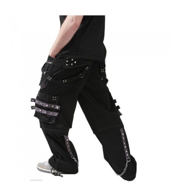 Men Black Grey Trousers Gothic Studs Metal Cotton Men Gothic Clothing